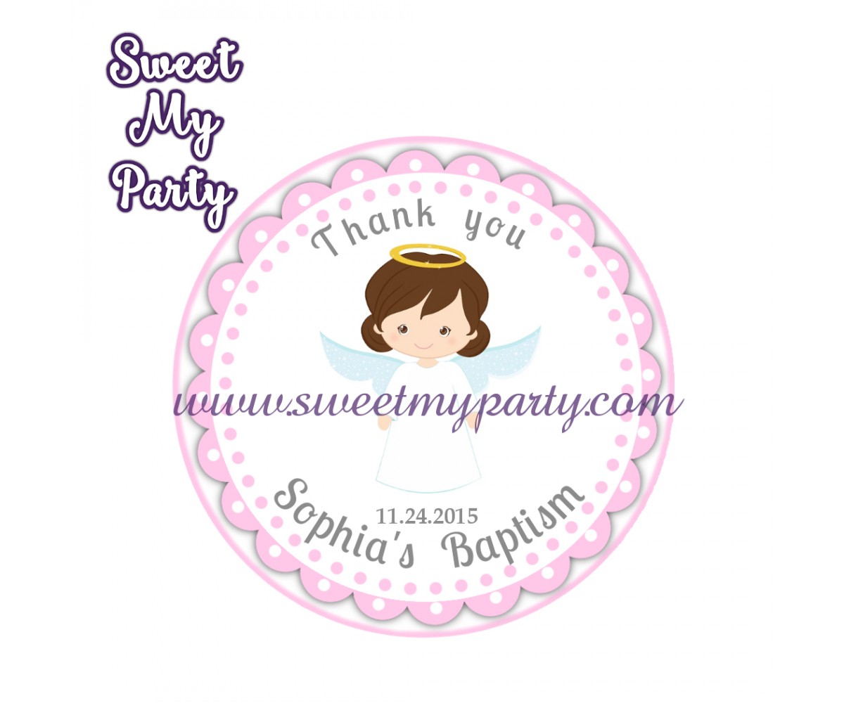 Girl Baptism stickers,Girl Christening thank you tags,(9)